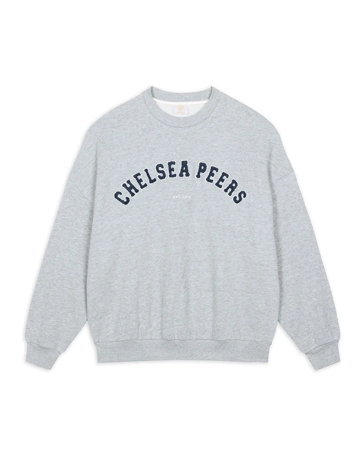 Organic Cotton Embroidered Letterman Logo Sweatshirt - Grey