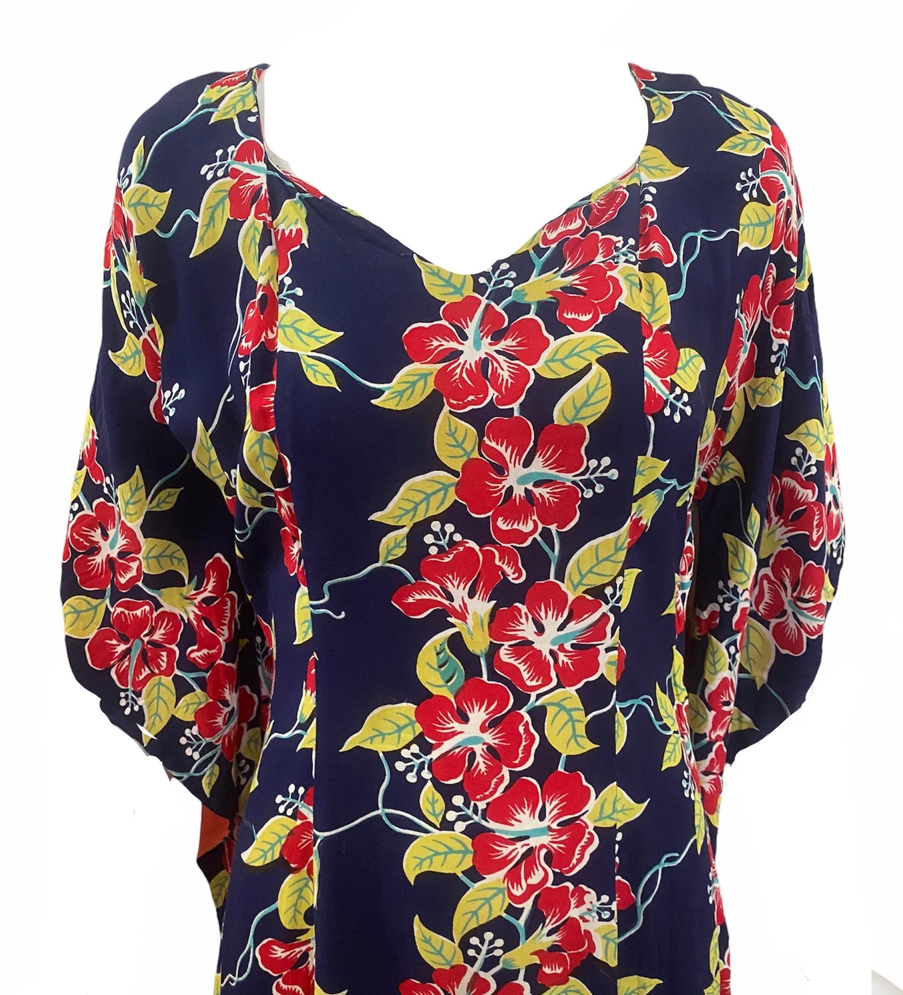Surfriders Sportswear 40s Blue Border Print Pake Muu Dress