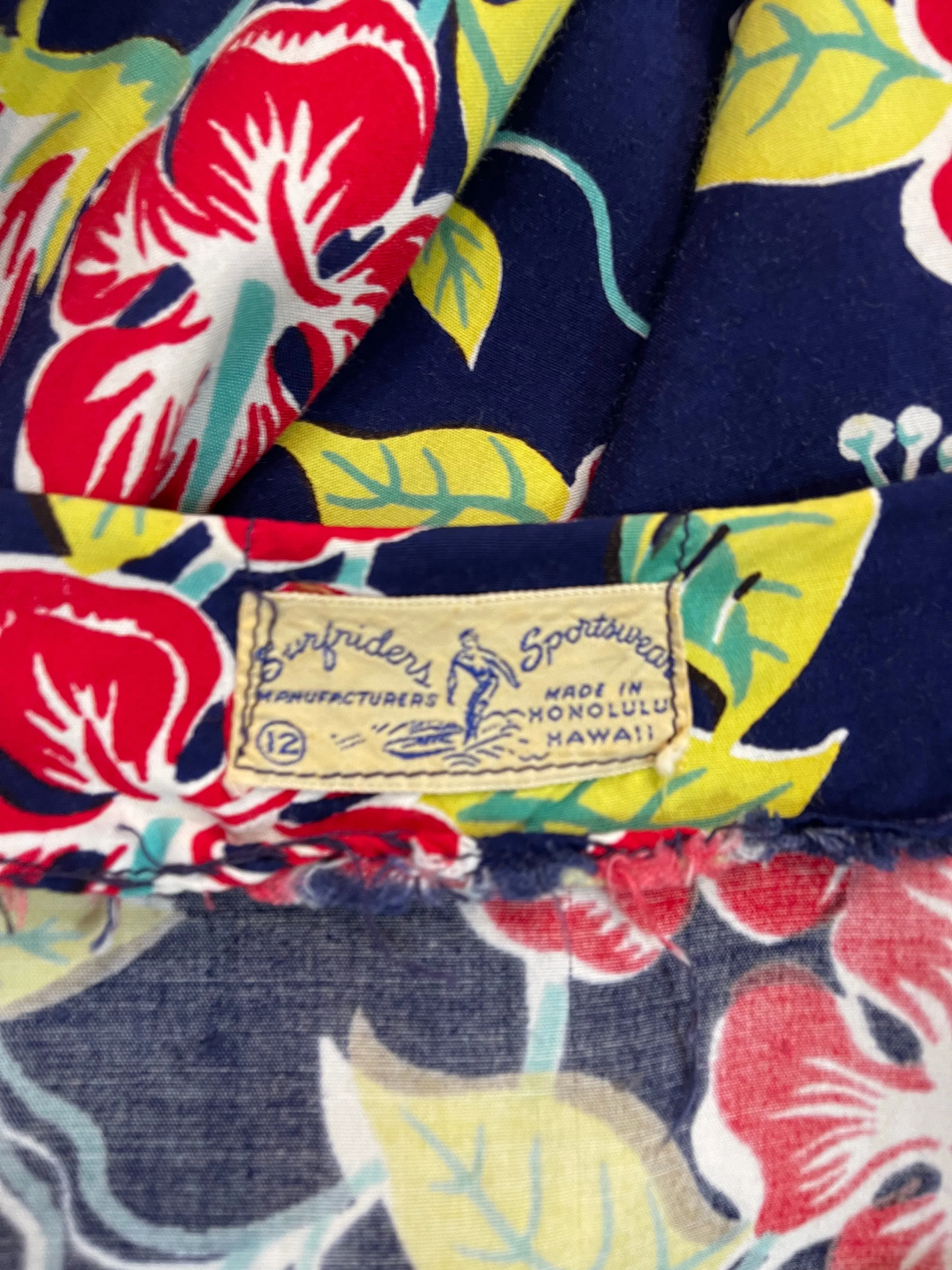 Surfriders Sportswear 40s Blue Border Print Pake Muu Dress