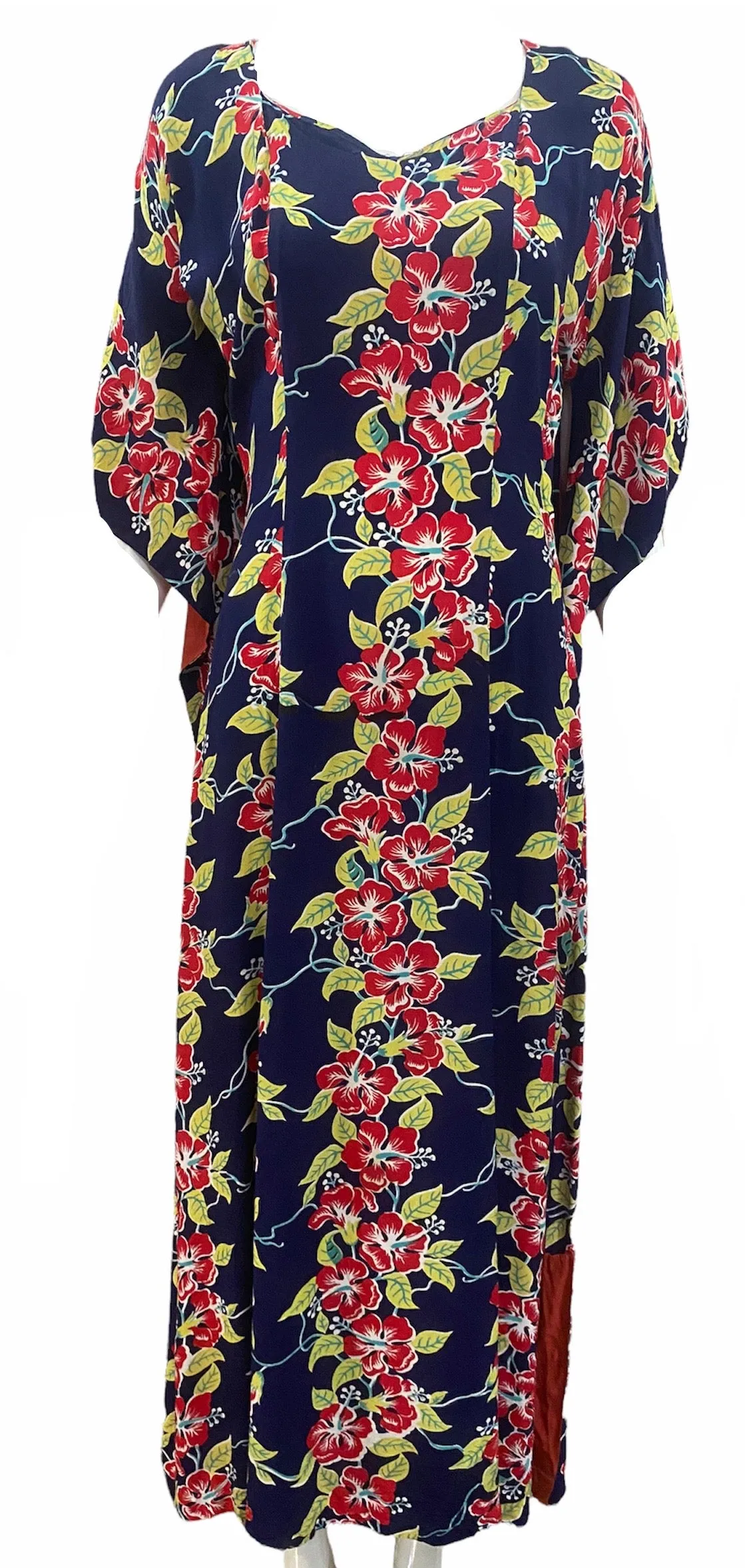Surfriders Sportswear 40s Blue Border Print Pake Muu Dress