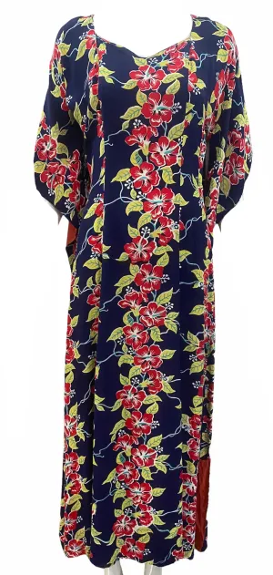 Surfriders Sportswear 40s Blue Border Print Pake Muu Dress